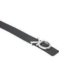 Mens Artificial Leather Belt For Casual, Formal and Party wear Silver Buckle Black Belt Fit Upto 28-42 waist-thumb1