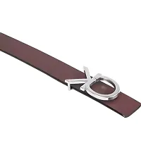 Mens Artificial Leather Belt For Casual, Formal and Party wear Silver Buckle Brown Belt Fit Upto 28-42 waist-thumb1