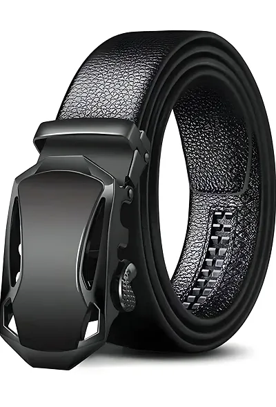 Sunshopping Men's Formal & Casual Black PU Leather Autolock Grip Belt (HTP-32)