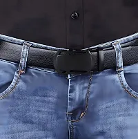 Men's and Boy's Artificial Leather Belt For Casual, Formal and Party wear Auto Lock Black Buckle Belt, Fit Up to 28-44 waist-thumb4