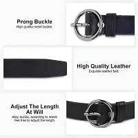 FITKNOT Silver Circle Pin Buckle: The Elegant 1-Inch Synthetic Leather Black Belt for Girls-thumb2