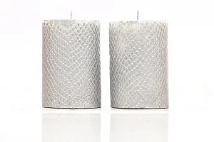 Maxime Candles Wax Decorative Candles (10.5 cm x 8.5 cm x 5.5 cm, Silver, Set of 2)-thumb1