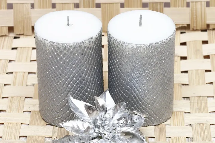 Decorative Designer Candles (Golden/Silver/White) Set of 2 Valentine's Gift for him/her