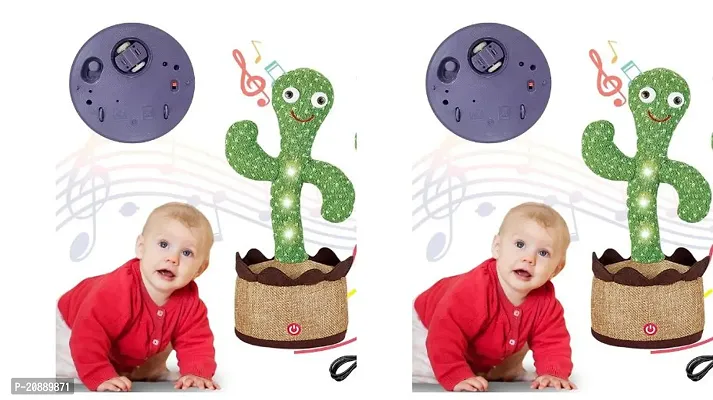 Dancing Cactus Talking Toy, Cactus Plush Rechargeable Toy, Wriggle and Singing Recording Repeat What You Say Funny Education Toys for Babies Children Playing, Home Decorate Pack of 2