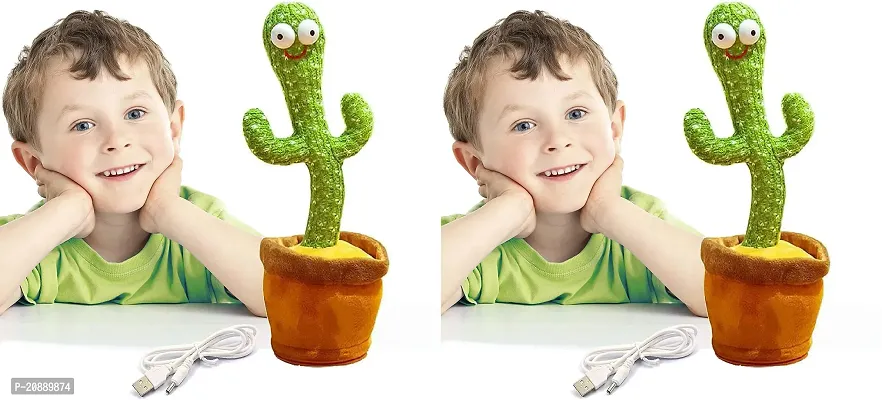 Dancing Cactus Talking Toy, Cactus Plush Rechargeable Toy, Wriggle and Singing Recording Repeat What You Say Funny Education Toys for Babies Children Playing, Home Decorate Pack of 2