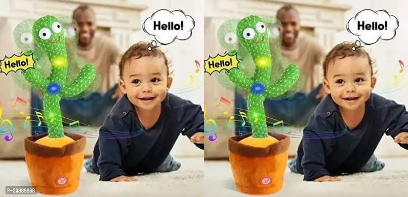 Dancing Cactus Talking Toy, Cactus Plush Rechargeable Toy, Wriggle and Singing Recording Repeat What You Say Funny Education Toys for Babies Children Playing, Home Decorate Pack of 2