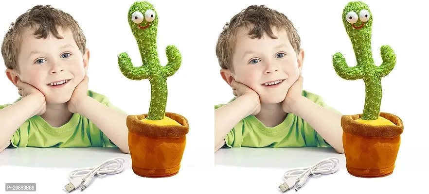 Dancing Cactus Talking Toy, Cactus Plush Rechargeable Toy, Wriggle and Singing Recording Repeat What You Say Funny Education Toys for Babies Children Playing, Home Decorate Pack of 2-thumb0