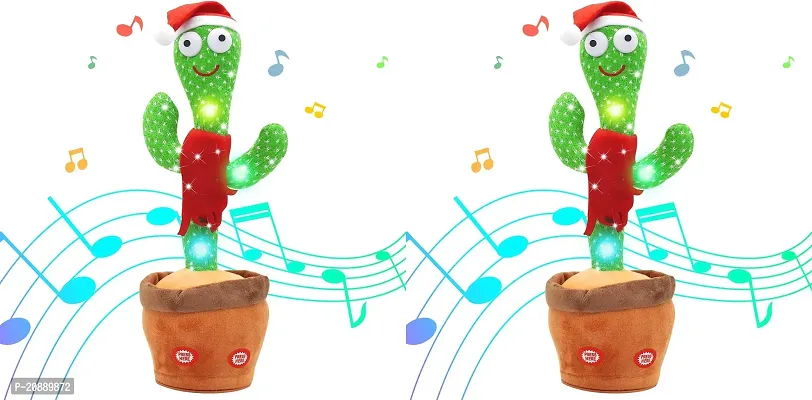 Dancing Cactus Talking Toy, Cactus Plush Rechargeable Toy, Wriggle and Singing Recording Repeat What You Say Funny Education Toys for Babies Children Playing, Home Decorate Pack of 2