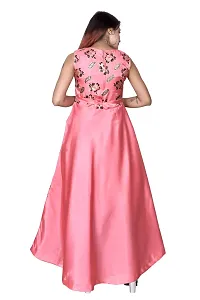 M.R.A Fashion Beautiful New Satin Anarkali Bridal Gown for Girls Fowler Print-thumb3