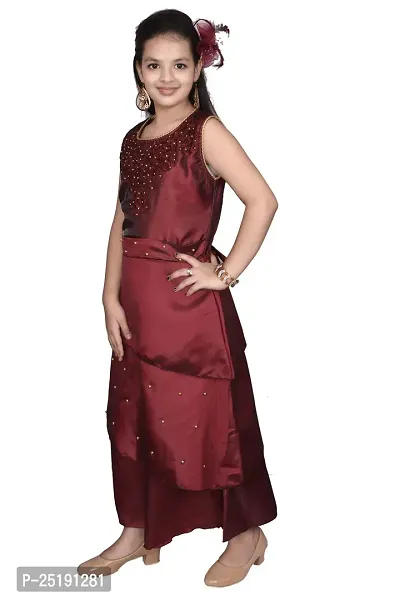 M.R.A Fashion Satin Gown Dress for Girls-thumb3