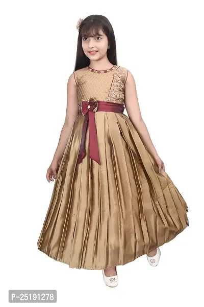 M.R.A Fashion Kids Satin Gown Dress for Girls-thumb0