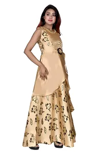 M.R.A Fashion Beautiful New Satin Anarkali Bridal Gown for Girls Fowler Print-thumb1