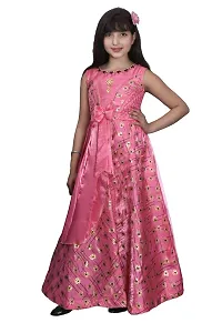 M.R.A Fashion Beautiful New Satin Anarkali Bridal Gown for Girls Fowler Print-thumb2