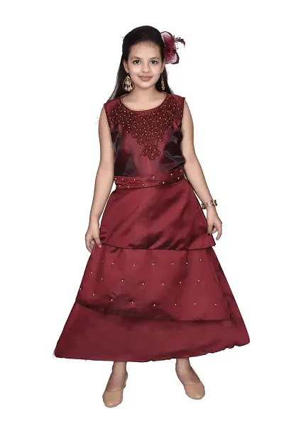 M.R.A Fashion Satin Gown Dress for Girls