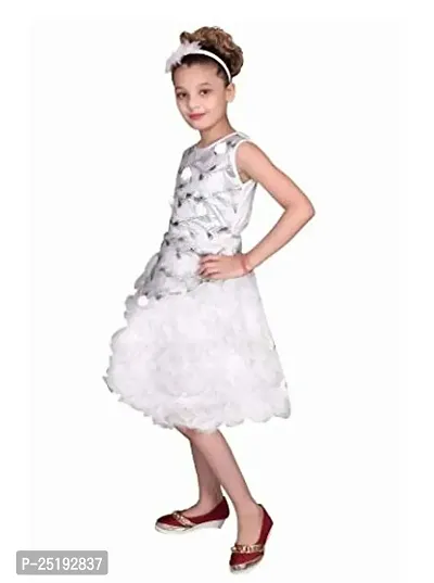 M.R.A Fashion Girls Net Frock Dress White (size: 34)-thumb2