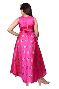 M.R.A Fashion Girls Rayon Digital Printed Anarkali Long Gown (4-5 Years, Pink)-thumb3