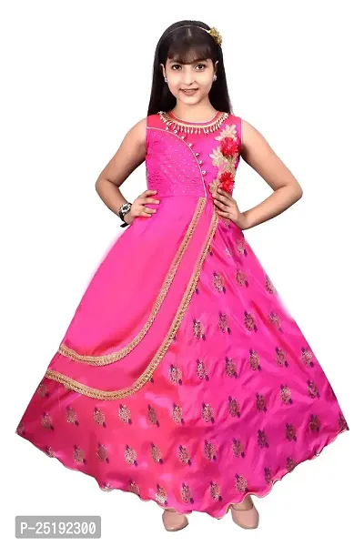 M.R.A Fashion Girls Rayon Digital Printed Anarkali Long Gown-thumb0