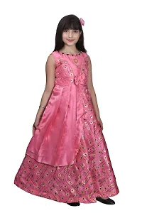 M.R.A Fashion Beautiful New Satin Anarkali Bridal Gown for Girls Fowler Print-thumb1