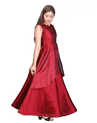 M.R.A Fashion Beautiful New Satin Anarkali Bridal Gown for Girls (5-6 Years, Red)-thumb1