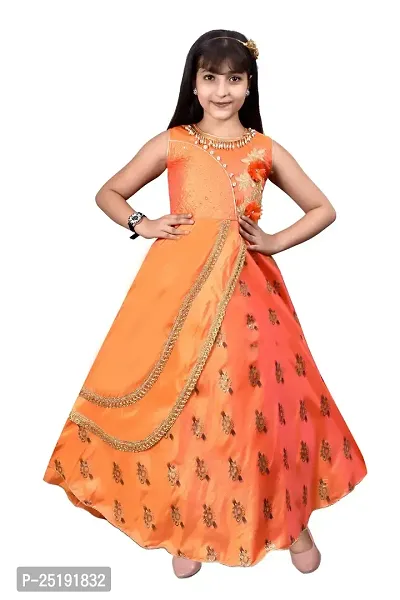 M.R.A Fashion Girls Rayon Digital Printed Anarkali Long Gown-thumb0