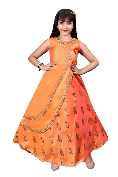 M.R.A Fashion Girls Rayon Digital Printed Anarkali Long Gown