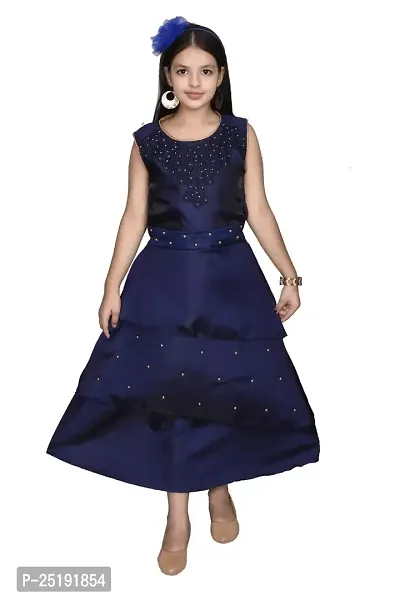M.R.A Fashion Satin Gown Dress for Girls-thumb0