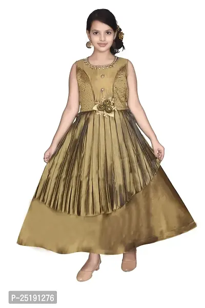 M.R.A Fashion Girls Satin Gown Dress for Girls-thumb0