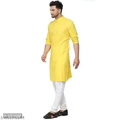 Angel Sales Men's Cotton Blend Plain Straight Kurta-thumb3