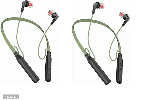 Neckband 30Hours battery backup neckband earbuds yoga Bluetooth Parrot Green colour neckband earbuds In the Ear Pack of 2