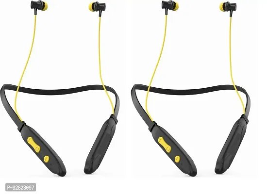 Neckband 30Hours battery backup neckband earbuds yoga Bluetooth Yellow colour neckband earbuds In the Ear pack of 2