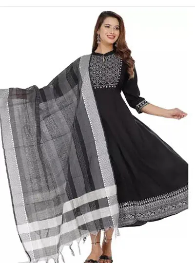 Stylish Rayon Embellished Kurta Pant Dupatta Set