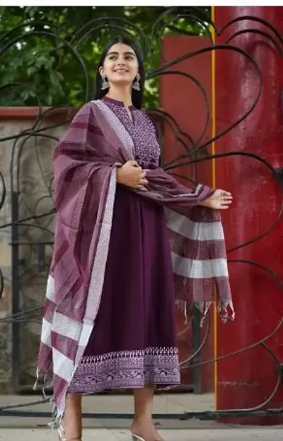 Stylish Rayon Embellished Kurta Pant Dupatta Set