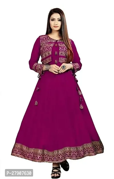 Stylish Anarkali Purple Rayon Printed Kurta For Women