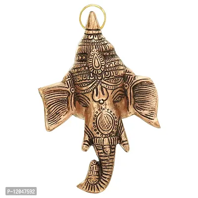 Trendy Crafts Metallic Ganesh ji Head Wall Hanging Home Office Idol Decorative Figurine