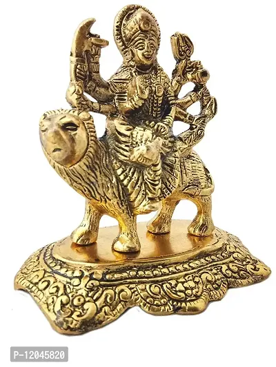 Trendy Crafts Metal Crafts Handmade Antique Look Hindu Goddess Maa Durga Statue, 13 X 8 X 14 cm., Multicolour.-thumb0