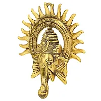 Trendy Crafts Metal Ganesh Wall Hanging with Sun Lucky Home Office Idol Decorative Figurine fof Gift Decor-thumb3