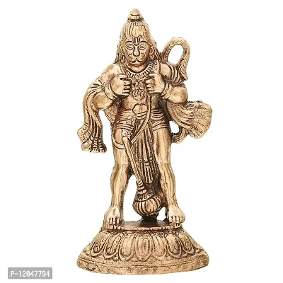 Trendy Crafts Metal Hanuman Chest Tear Ram Sita Home Office Idol Decorative Figurine - Copper Finish