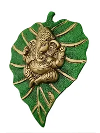Trendy Crafts Metal Lord Ganesha on Leaf Wall Hanging (Multicolour, Medium), figures;Religious-thumb4