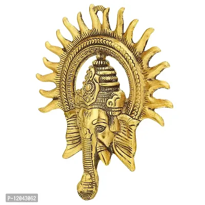 Trendy Crafts Metal Ganesh Wall Hanging with Sun Lucky Home Office Idol Decorative Figurine fof Gift Decor-thumb3