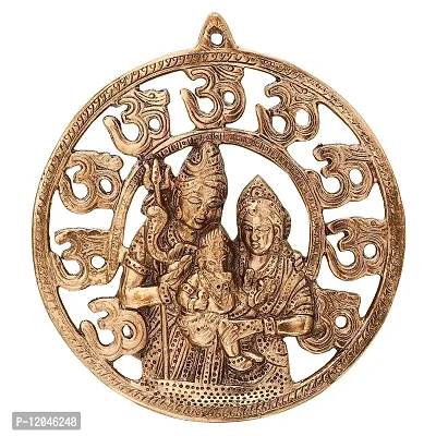 Trendy Crafts Metal Shiv Parvati Ganesh Family Om Wall Hanging Home Office Idol Decorative Figurine - Copper Finish