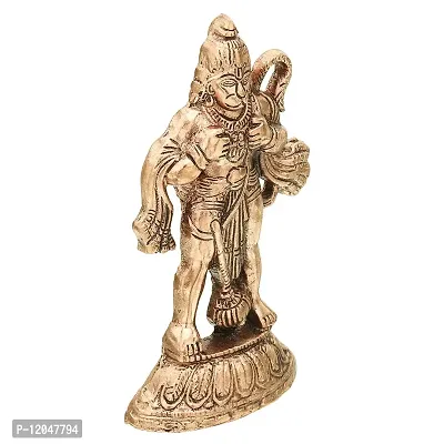 Trendy Crafts Metal Hanuman Chest Tear Ram Sita Home Office Idol Decorative Figurine - Copper Finish-thumb2