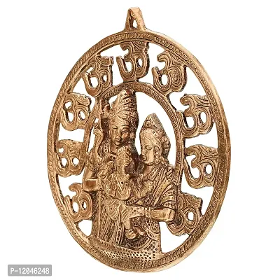 Trendy Crafts Metal Shiv Parvati Ganesh Family Om Wall Hanging Home Office Idol Decorative Figurine - Copper Finish-thumb2