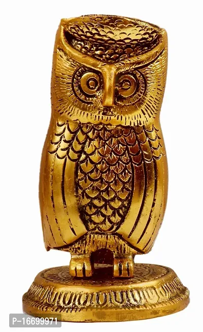 Trendy Crafts Handmade Metal Owl Pen Holder Stand, Height - 5 inches