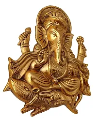 Trendy Crafts Metal Ganesh Idol Statue Wall Hanging (Golden, 11 Inches Height)-thumb2