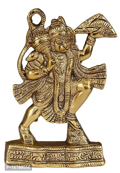 Trendy Crafts Handmade Metal Standing Hanuman Bajrangbali Statue Murti Idol for Home Office Decor Gift Puja Ghar - 7 inches Height-thumb0