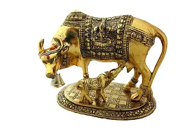 Trendy Crafts Handcrafted Metal Cow with Calf Idol Showpiece for Home Decor (Golden, 20 X 14 X 17 cm)-thumb4