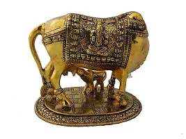 Trendy Crafts Handcrafted Metal Cow with Calf Idol Showpiece for Home Decor (Golden, 20 X 14 X 17 cm)-thumb2