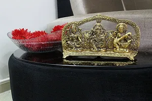 Trendy Crafts Metal Laxmi Ganesh Saraswati Handcrafted Showpiece (Golden, 24.5x6x13 cm)-thumb3