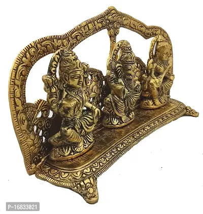 Trendy Crafts Metal Laxmi Ganesh Saraswati Handcrafted Showpiece (Golden, 24.5x6x13 cm)-thumb5