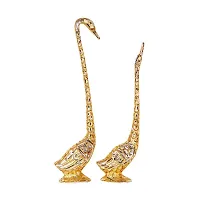 Pair of Kissing Duck, Swan Showpiece for Home Decor - 29 cm (Aluminium, Golden)-thumb3